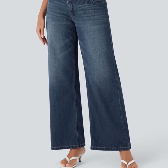 HALARA Wide Leg Ankle Med- Blue Women's Jeans - Picture 1 of 7